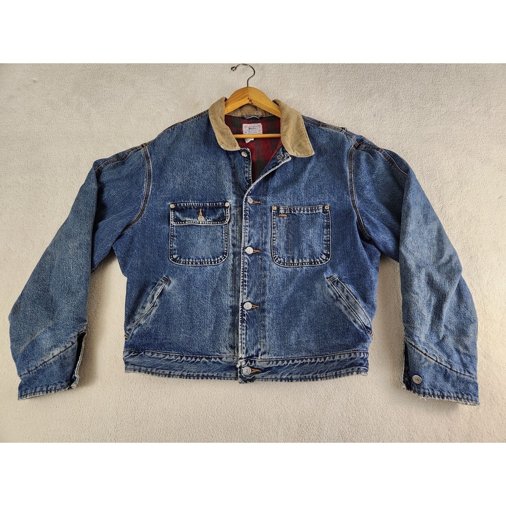 Vintage Polo Ralph Lauren Dungaree Denim Trucker Style Men's Jacket USA Size L